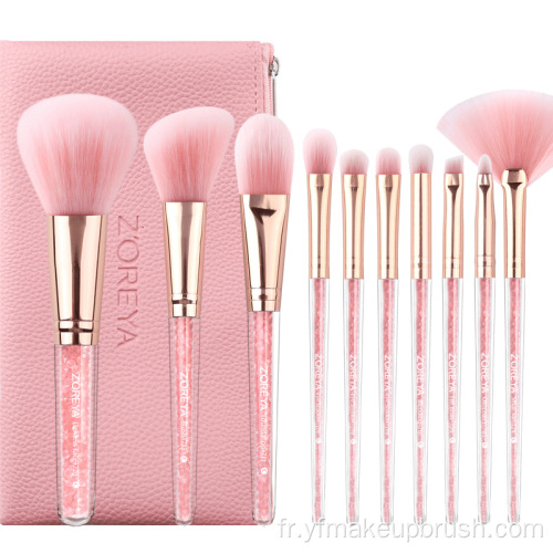 Outil de maquillage rose 10 pcs maquillage brosse set